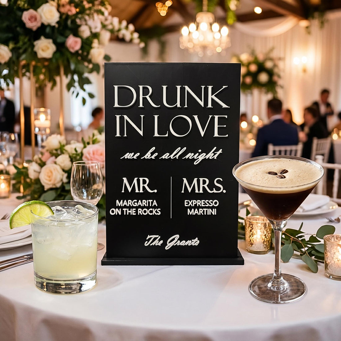 Custom Wedding Bar Menu Sign, Personalized Drink List, Reception Decor