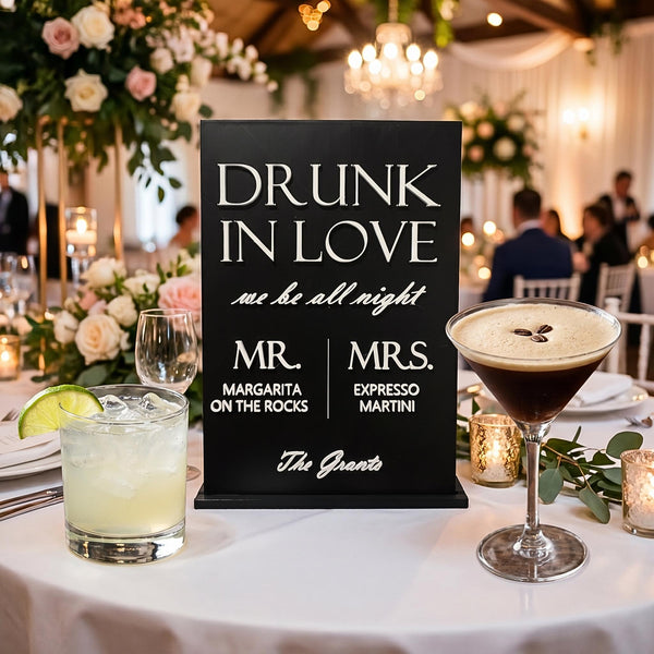 Custom Wedding Bar Menu Sign, Personalized Drink List, Reception Decor
