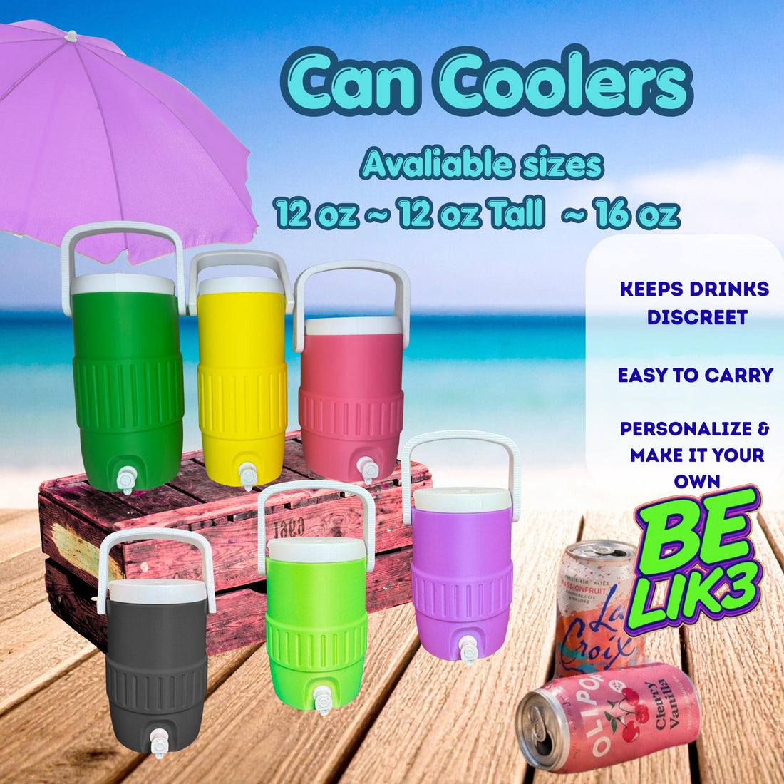 Retro Sports Drink Cooler Sleeve, Personalized 12oz 16oz Can Koozie